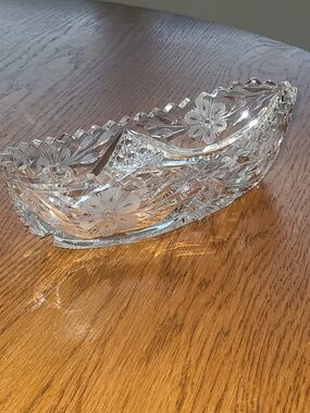 Vintage - American Brilliant Period cut crystal glass celery dish.
